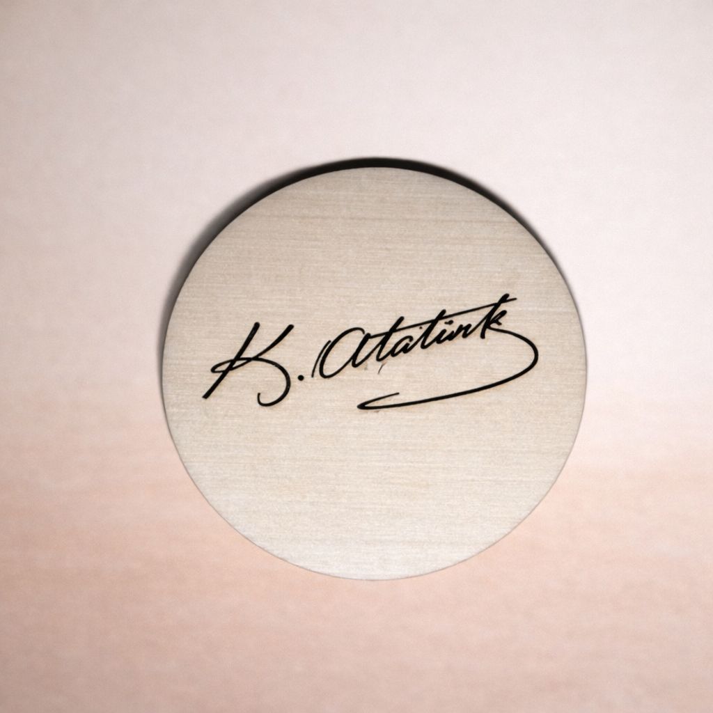 Atatürk imzalı ahşap bardak altlığı - kişiye özel tasarım - dekoratif