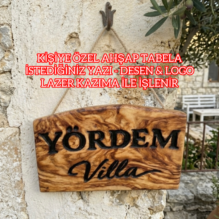 Dış Mekan Şartlarına Dayanıklı Ahşap Tabela Logo Yazılı