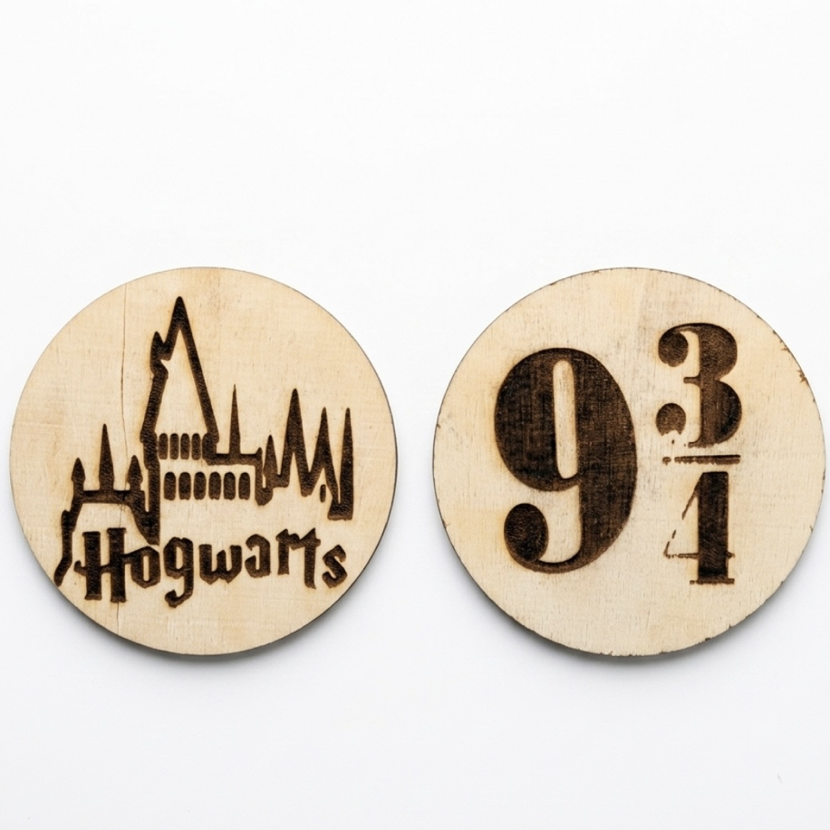 Hogwarts Kalesi Silüeti Lazer Kazıma Ahşap Bardak Altlığı