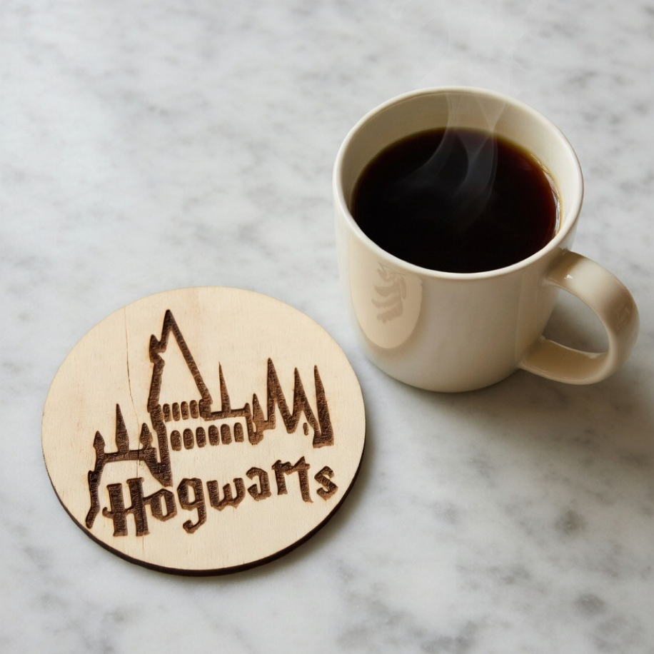 Harry Potter Hogwarts Lazer İşleme Ahşap Bardak Altlığı Seti