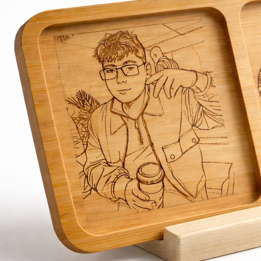 Kişiye özel ahşap lazer kazıma fotoğraflı çerçeve hediye - Bullars Tasarım