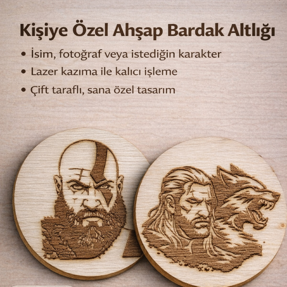 Kişiye Özel Ahşap Bardak Altlığı