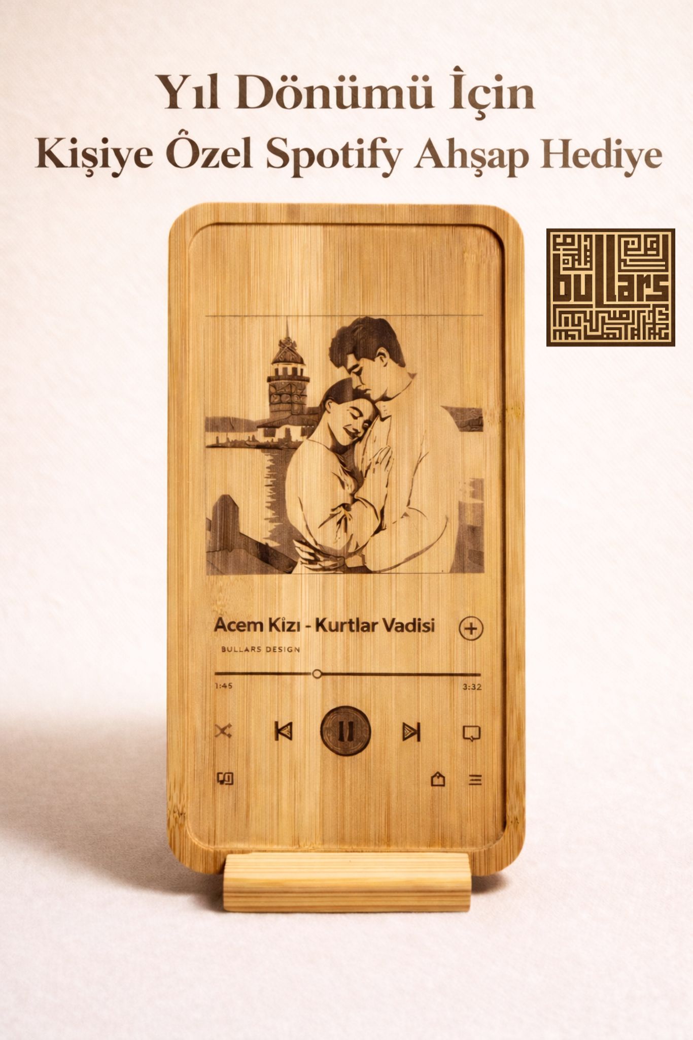 Kişiye özel spotify ahşap plak fotoğraflı şarkı hediyesi - Bullars Tasarım