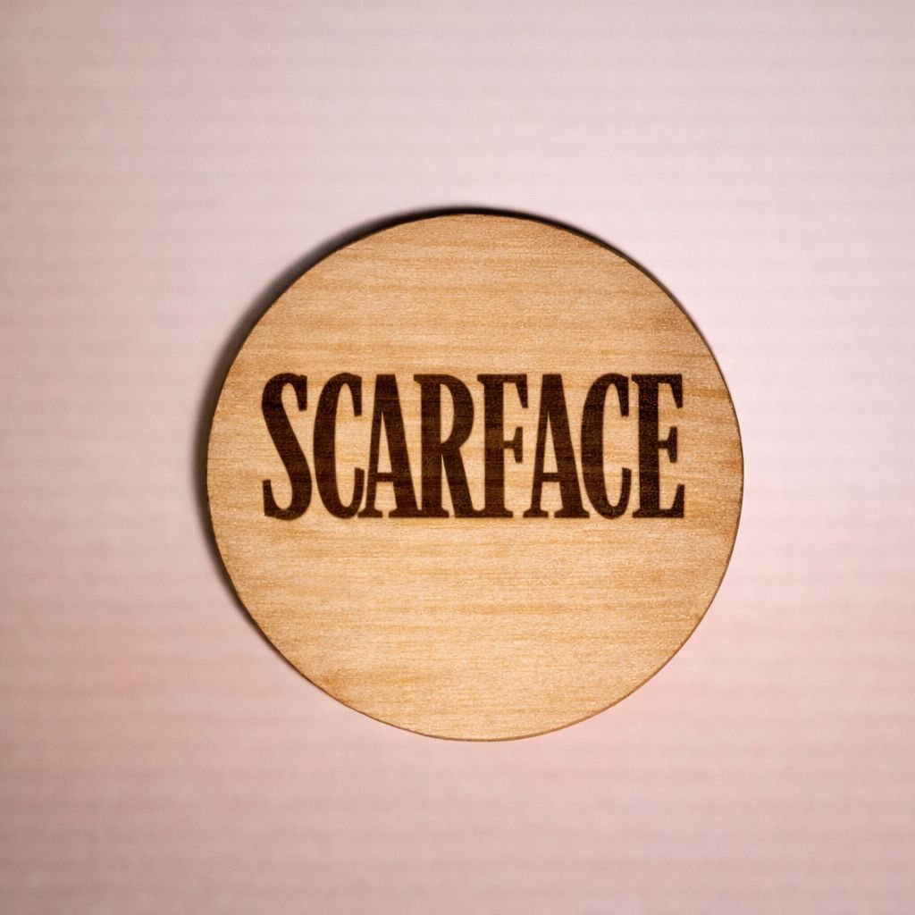 Film temalı ahşap bardak altlığı - Scarface tasarımı kişiye özel hediye