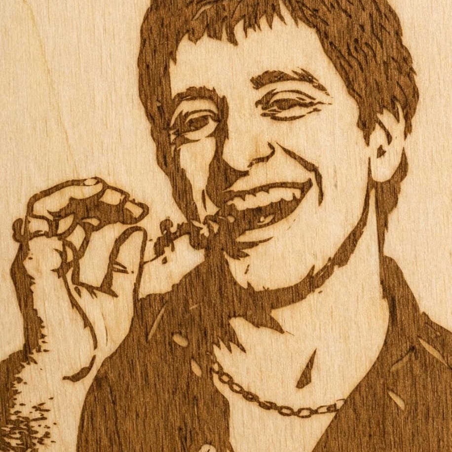 Scarface Tony Montana Özel Tasarım Fotoğraf Kazıma Ahşap Dekor
