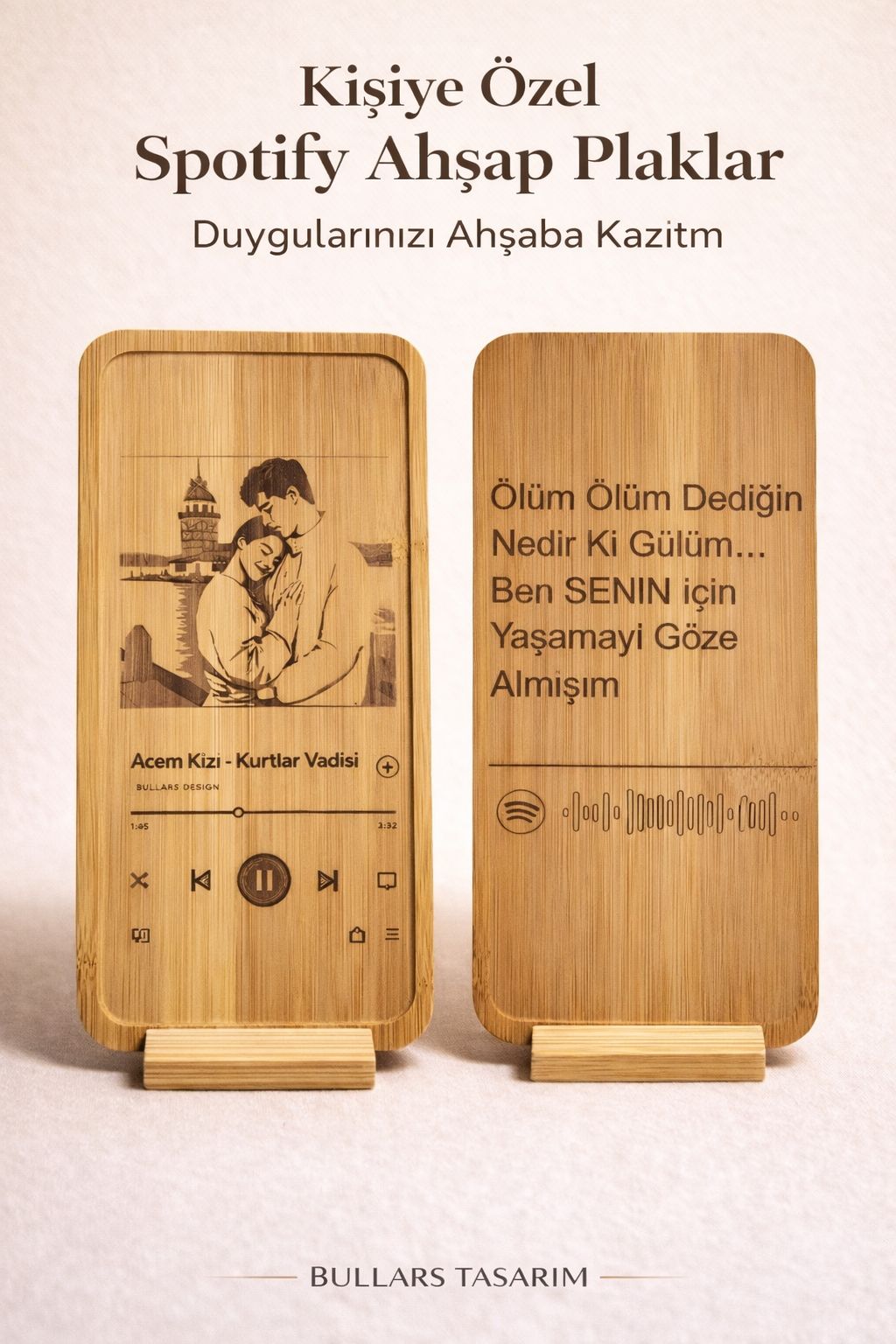 Spotify ahşap plak kişisel fotoğraf ve şarkı kodu hediye - Bullars Tasarım