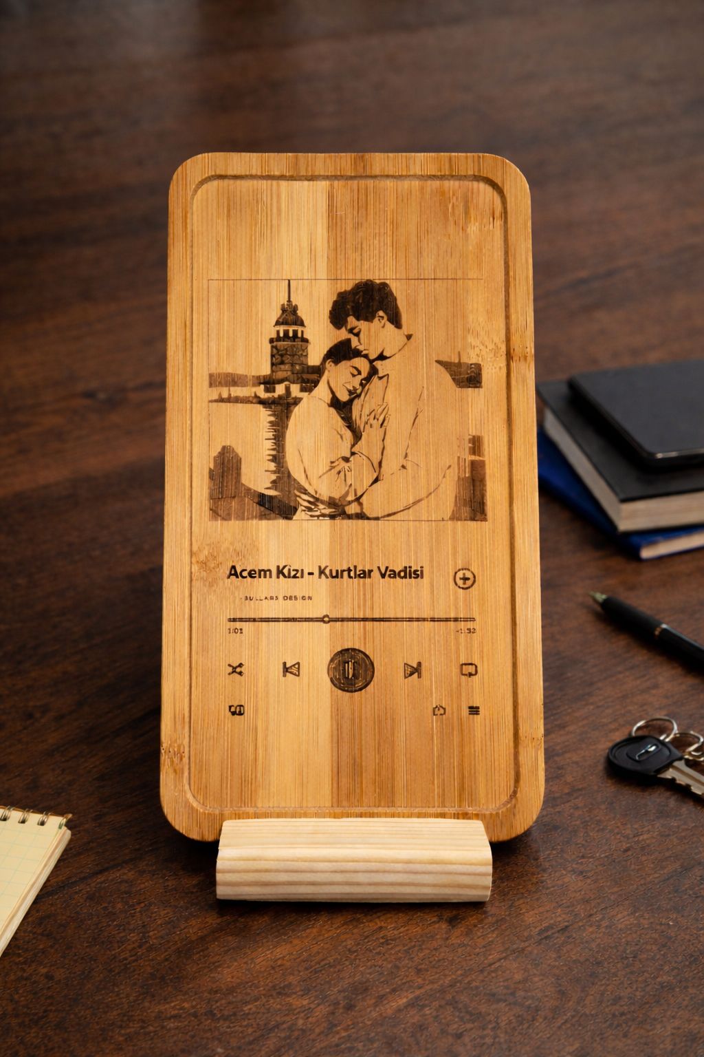Spotify ahşap plak masa dekoru lazer işleme ürün - Bullars Tasarım