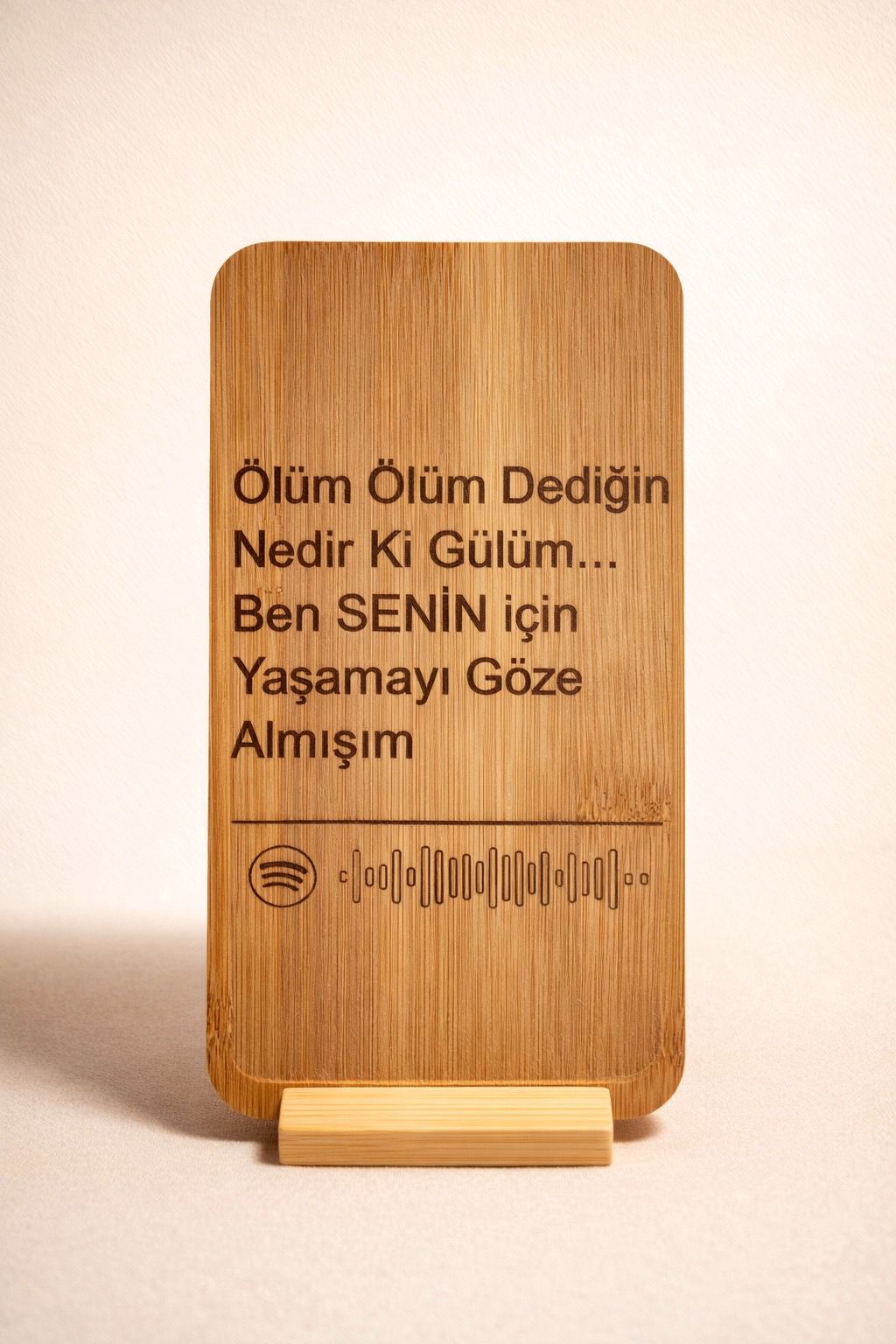 Spotify ahşap plak yazı ve ses dalgası lazer kazıma - Bullars Tasarım